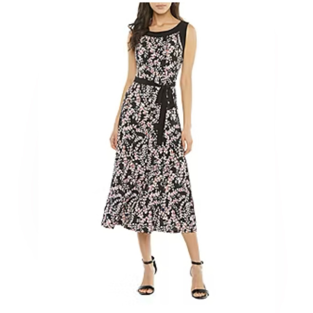 NWT perceptions coral and black maxi dress Size L